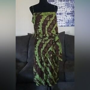ISO BCBG Green Tie Dye Dress 90s